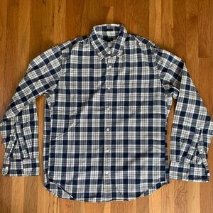 J. Crew Secret Wash, Blue & White Plaid Shirt